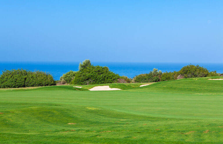 Fresh Green of Golf Field at Cyprus. Resort agronomy